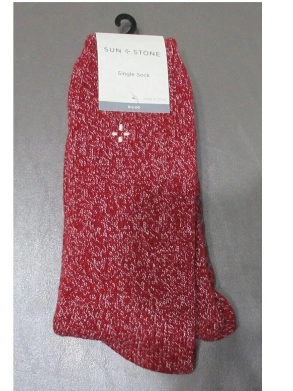 Sun + Stone Men's Soft Gripper Sole Faux-Sherpa Lined Crew Socks, Red, One Size